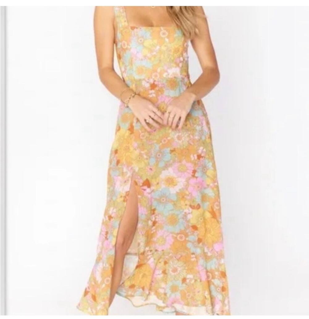 Show Me Your Mumu Groovy Blooms Claire Midi Dress Size Med Hippie Mod Boho